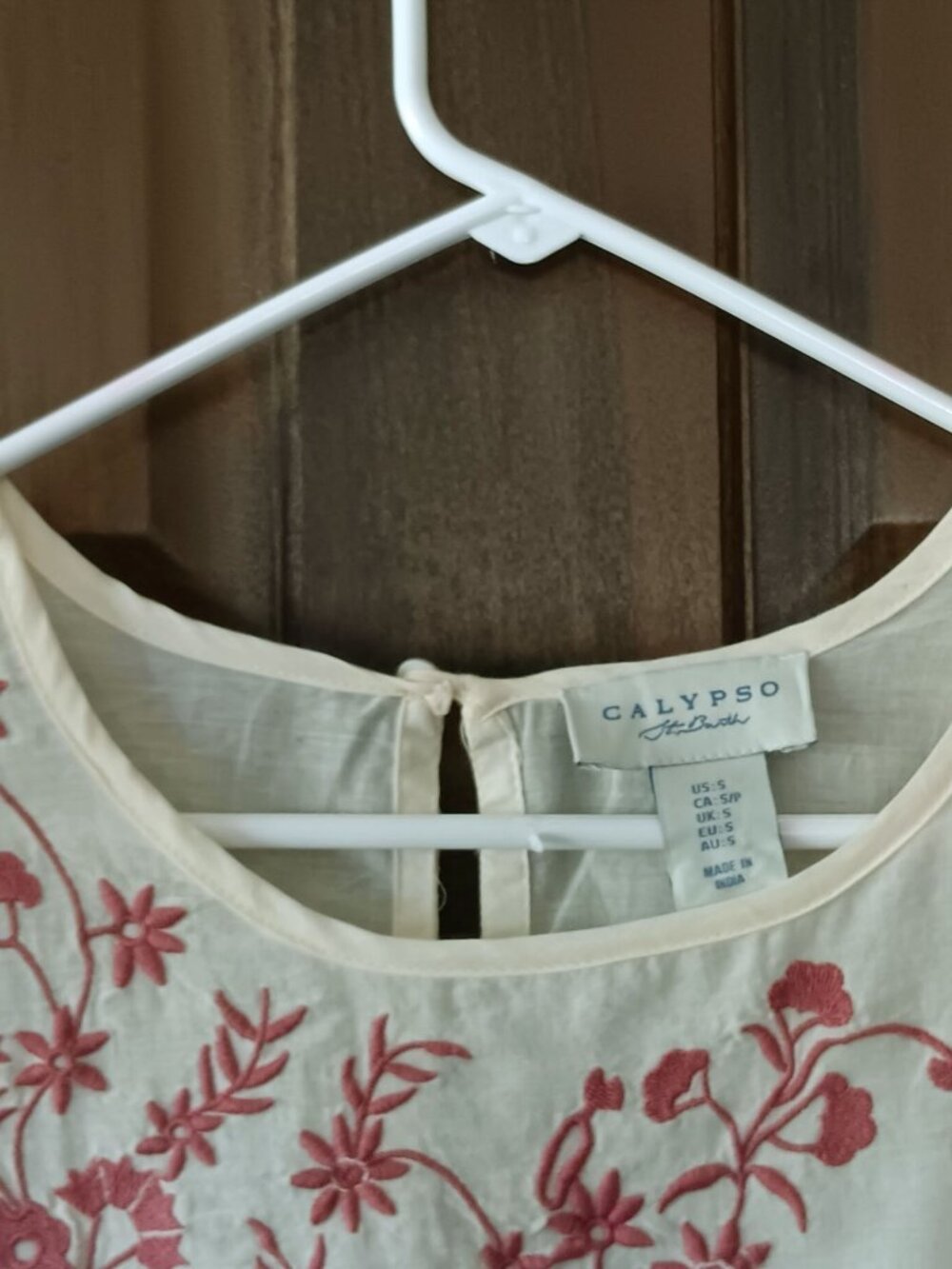 CALYPSO ST. BARTH Cream and Pink Embroidered and Ruffled Peasant Blouse Size S - Picture 2 of 15
